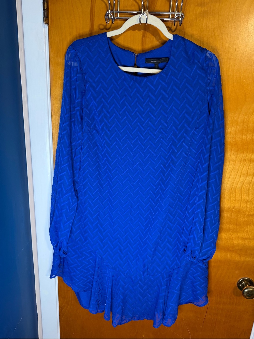 BCBGMaxAzria Cobalt Blue Long-Sleeve Shift Dress